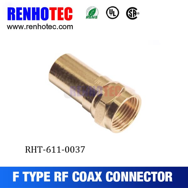 Gold Plating F Plug Crimp RF Electrical F Cable Connector